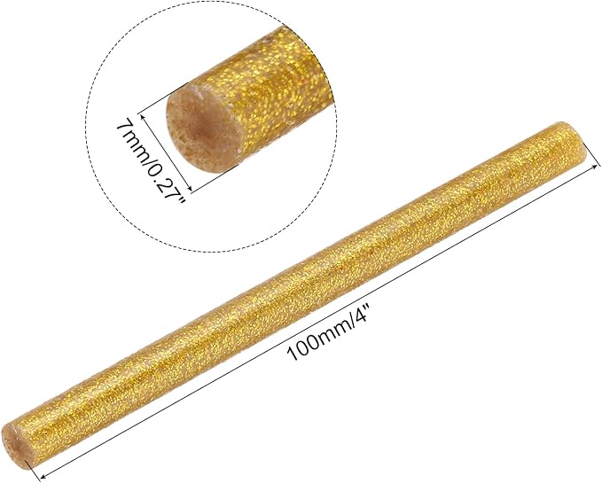 uxcell Mini Hot Glue Sticks for Glue Gun 7mm x 100mm Glitter Gold 12pcs - Image 2