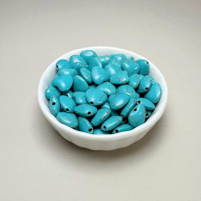Turquoise Love Beads for Jewelry Making 200pcs 12mm Natural Semi-Precious - Image 5