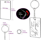 90 Pieces Clear Acrylic Keychain Blanks Rectangle | 2 Inch Plastic Clear - Image 2