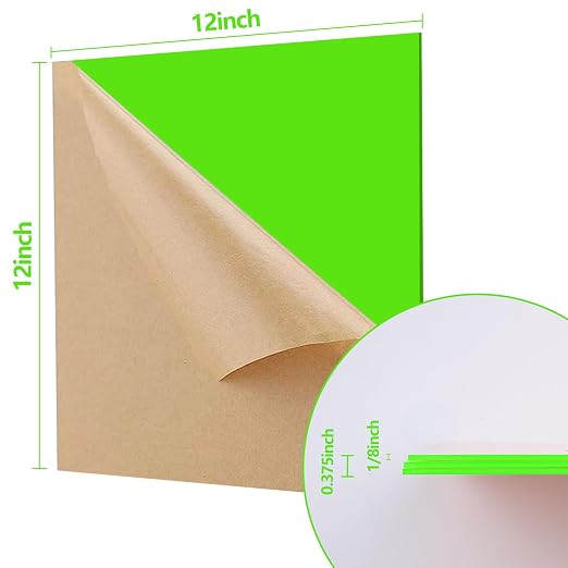 3 Pcs Green 12 x 12 x 1/8 Inch Acrylic Sheets | Laser Cutting Plastic - Image 5