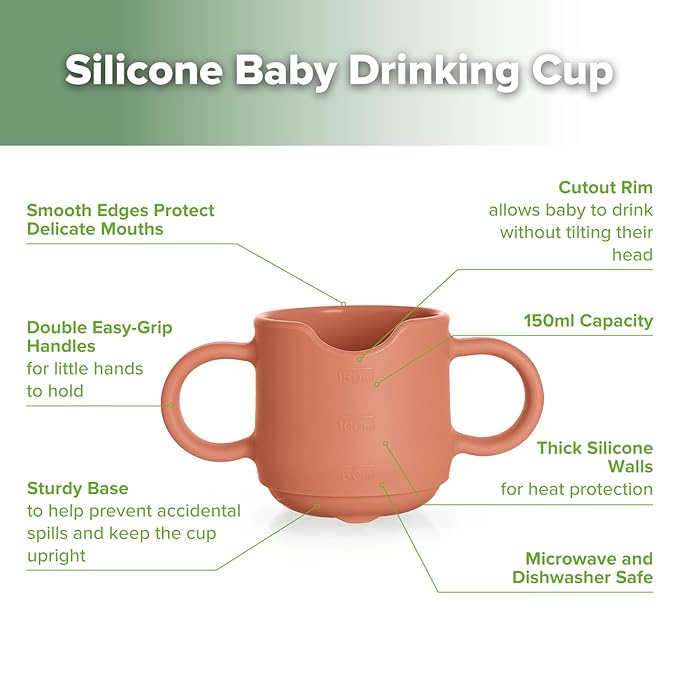 haakaa Silicone Baby Training Cup, Toddler Learning Open Cup for Baby 6 Months+, Drop-Proof BPA Free, 5 Ounce (Red)