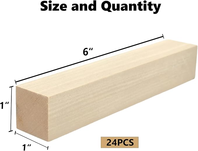 Ninekong 24PCS Basswood Carving Blocks，Whittling Wood Carving Kit, Soft Basswood - Image 3