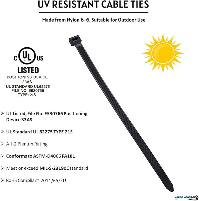 Kable Kontrol Heavy Duty Cable Zip Ties 50 Pcs 36 Inch Black, 175 Lbs Tensile - Image 2
