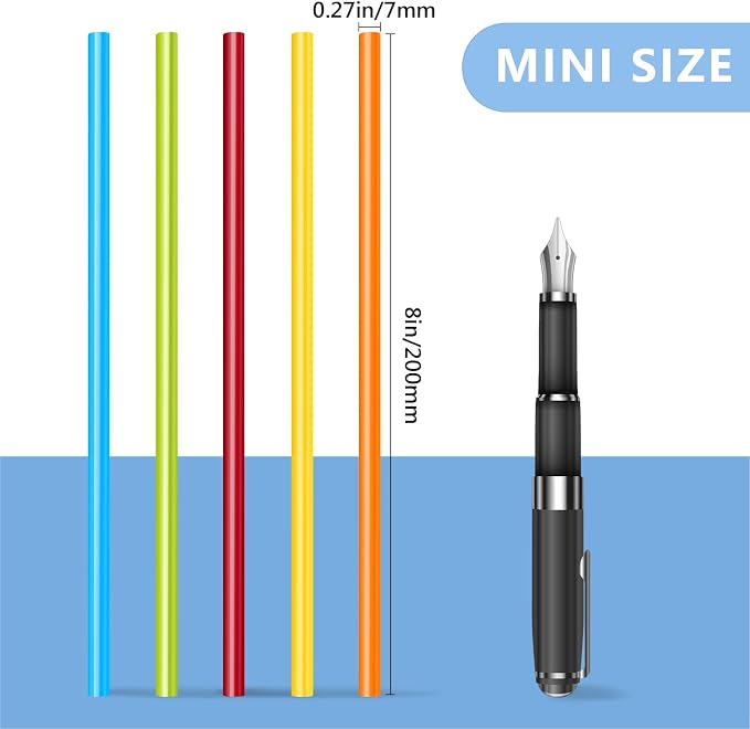 24PCS Mini Size 0.27" Dia x 8" Long Color Hot Melt Glue Sticks, All Temperature - Image 2