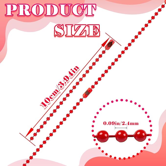 300Pcs Stainless Steel Ball Chain Set, 2.4mm Bead Chains 10 Colors 3.9 Inch - Image 2