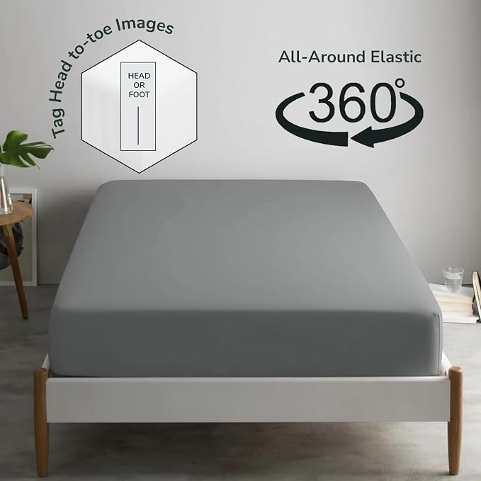 Feather & Stitch Fitted Bottom Sheet Only Queen Size 500 TC-1 Piece 100% Cotton - Image 4
