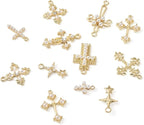 Cheriswelry 18Pcs Cross Metal Charms Light Gold Pearl Rhinestone Pendants Alloy - Image 9