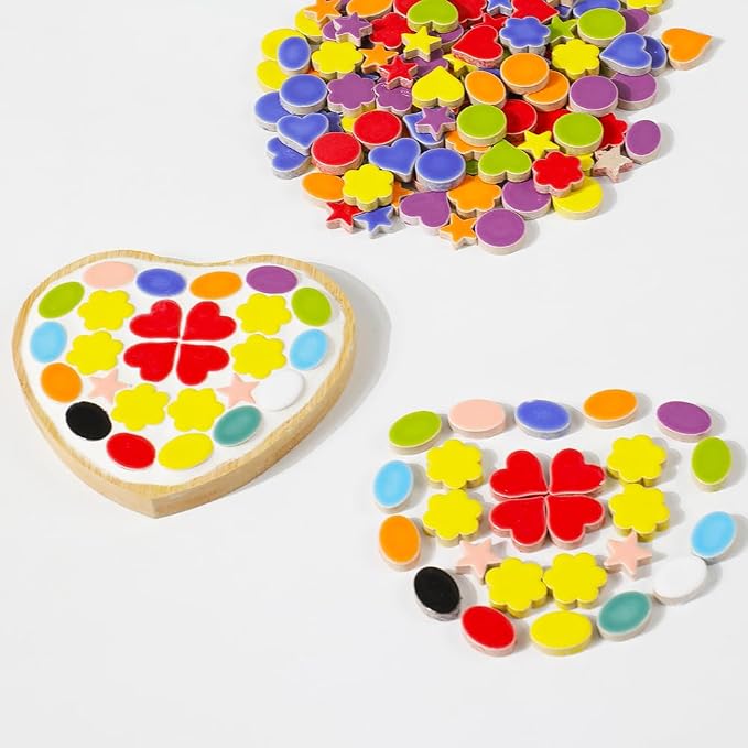 200g Ceramic Mosaic Tiles Pieces, Heart Star Oval Round Flower Shape Mosaics - Image 4