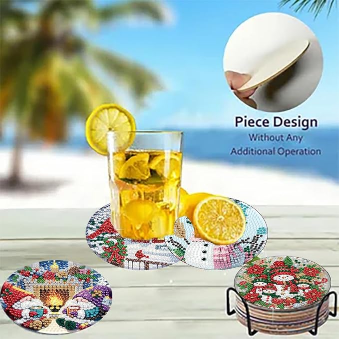 8 Pack Christmas Diamond Art Coasters, Diamond Painting Coasters Kits | - Image 4