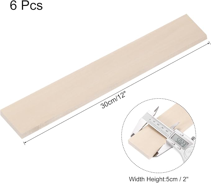 MECCANIXITY 6pcs Wood Sticks, 3/8"x 2" x 12" Rectangle Wooden Cube Wood Square - Image 2