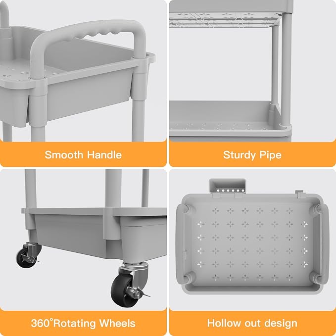 4 Tier Rolling Utility Cart - Image 3