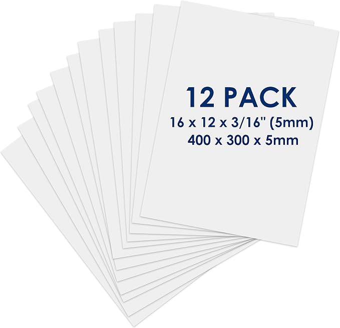 Foam Board 12 x 16 x 3/16", Foam Core Board Sheets, Acid Free Foamboard by Navy+Penguin