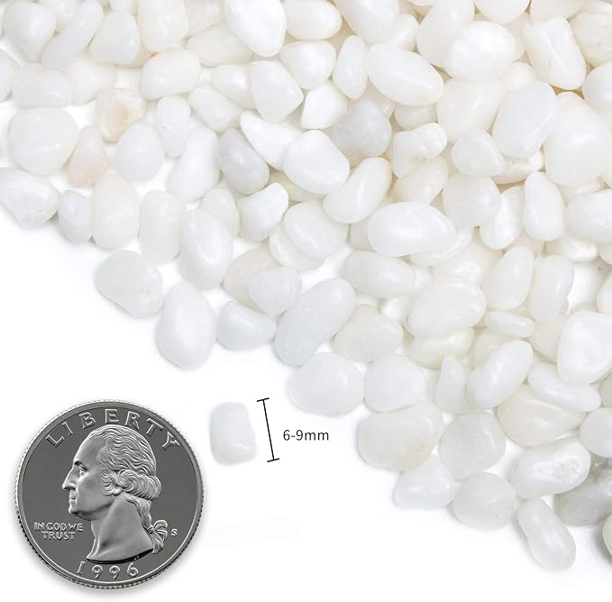 Natural Polished Decorative White Pebbles - 2 LB Small Stones 3/8" Gravel Size - Image 2