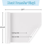 White Heat Transfer Vinyl 12" x 10ft White Iron On Vinyl - Image 2