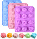 Sakolla 3 Pack Flower Soap Molds, 12 Cavities Different Shapes Silicone Molds by Sakolla