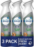 Febreze Air Mist Air Freshener Spray, Odor-Fighting Room Spray, Air Fresheners for Home and Bathroom and Kitchen, Aerosol Can, HD Pet Odor Fighter Scent, 8.8oz, 3 Count