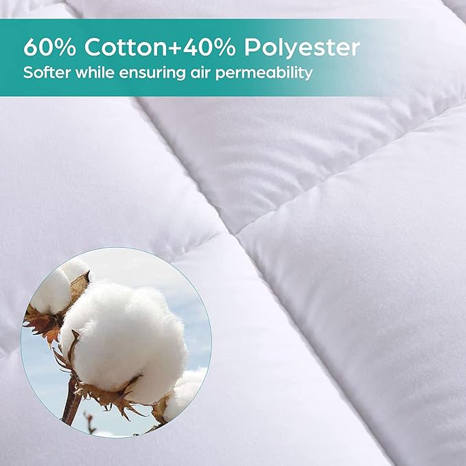 WhatsBedding Cotton Waterproof Mattress Pad Queen Size Top Down Alternative - Image 3