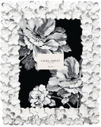 Laura Ashley 5x7 White & Silver Flower Textured Hand-Crafted Resin Picture - Image 2