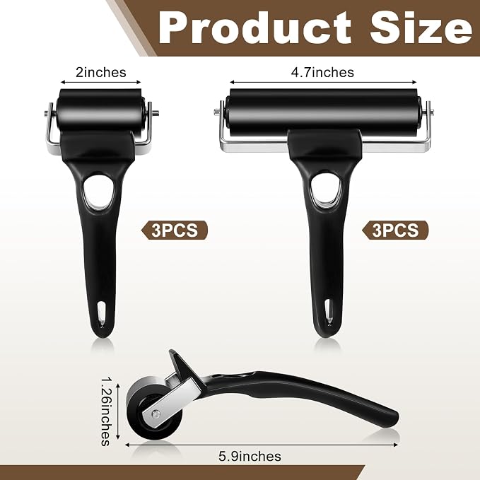 Frienda 6 Pack Rubber Brayer Rollers, 4.7 Inch, 2.2 Inch Hard Rubber Rollers - Image 2