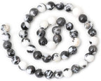 45PCS 8mm Natural Black White Zebra Jasper Gemstone Round Loose Beads Crystal - Image 2