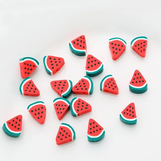100pcs Watermelon Polymer Clay 10mm Spacer Beads - Image 3