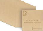 3 mm Baltic Birch Plywood 1/8 x 24 x 24 Inch, Box of 12 B/BB Grade Craft Wood by Woodpeckers