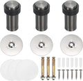PATIKIL 3Set Round Door Stoppers, 80mm Stainless Steel Door Stop Doorstop Wedge Metal Cylinder Self Adhesive with Screw for Bottom of Door Floor Inside, Gold Tone