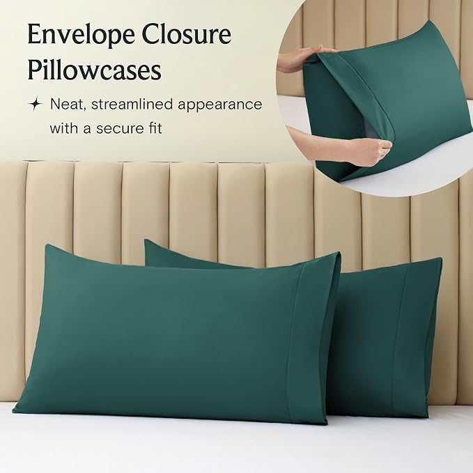 LuxClub 5 PC Split King Sheet Set, Breathable Luxury Bed Sheets, Deep Pockets - Image 7