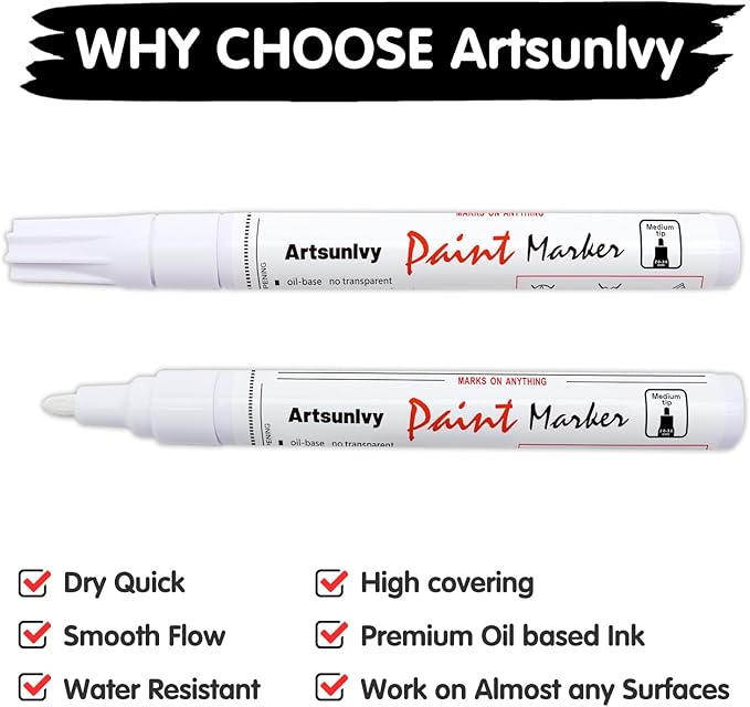 Artsunlvy White Paint Pens marking pens Permanent Markers - Image 4
