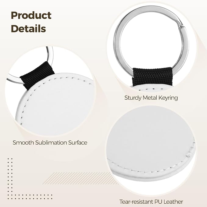Homaisson Sublimation Keychain Blanks, Double-Sided PU Leather Keychains - Image 3