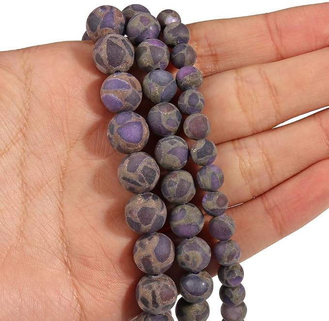 6mm Matte Purple Cloisonne Jasper Bead, 15-Inch Matte Round Loose Stone Beads - Image 6
