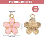40 Pcs Gold Plated Enamel Cherry Blossoms Decor Small Flower Enamel Charms Cute - Image 2