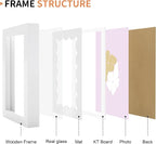 4x6 Picture Frame with Real Glass, Wooden cute 4 x 6 Photo Frame with Wavy Mat - Image 5