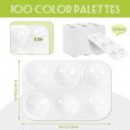 100 PCS White Plastic Watercolor Palette, 6 Well Rectangular Paint Palettes - Image 2
