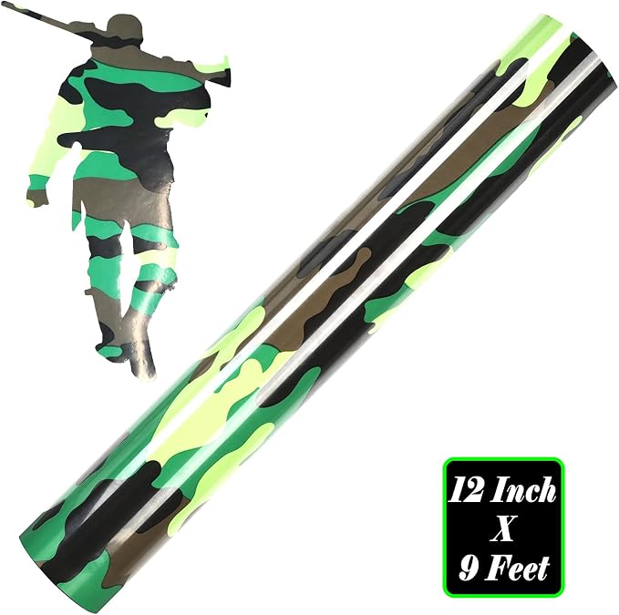 FUNKAKA Camo Army Green HTV Heat Transfer Vinyl Rolls, Stretchy PU HTV Vinyl - Image 6