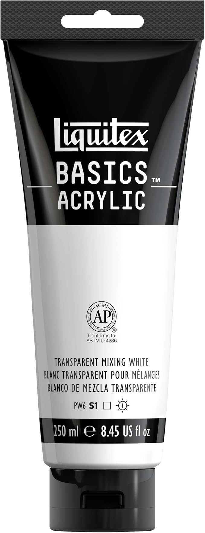 Liquitex BASICS Acrylic Paint, 250ml Tube, Transparent Mixing White by Liquitex