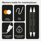 ARTISTRO 2 White Dual-Tip Fabric Markers - Image 4