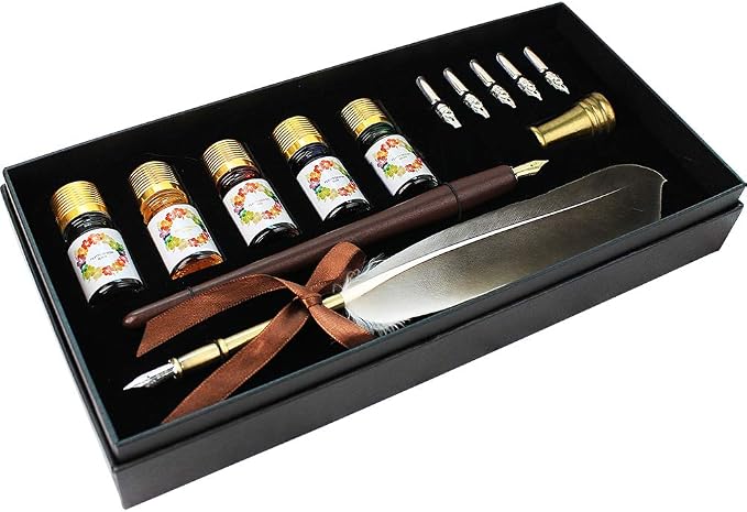 GIFTS Calligraphy Pen Set, 12-Piece Kit, 5 Nib & 5 Ink Set, Writing Quill Pen by FEATTY