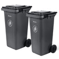 32 Gallon Trash Can with Wheels Outdoor Garbage Can with Lid and Wheels Locking Trash Can Commercial Heavy-Duty Trash Bin Rolling, Plastic 2 Pack