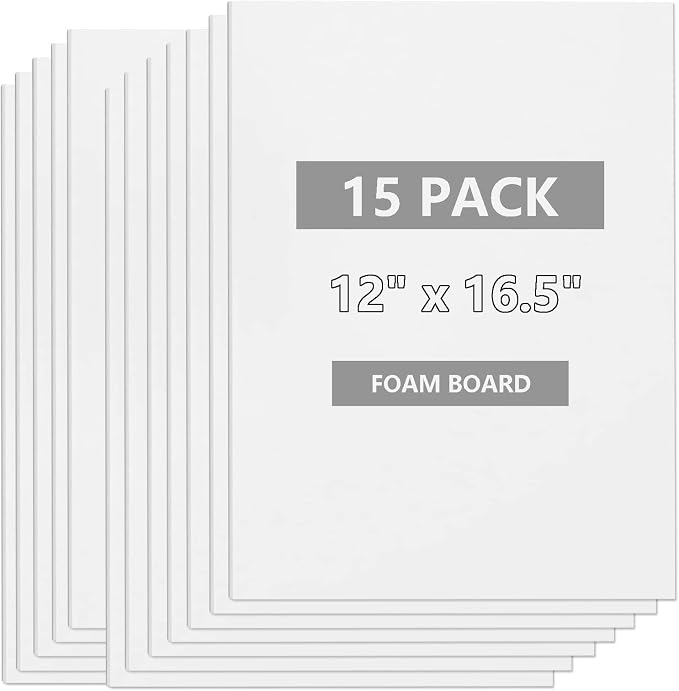 15 Pack White Foam Board for Projects, 12 x 16.5Inch Foam Core Baking Board Mat by AYAYGD