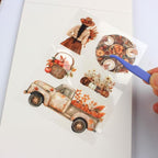 Fall Landscape Pre-Cut Autumn Journal Sticker Book, Transparent PET Watercolor - Image 6