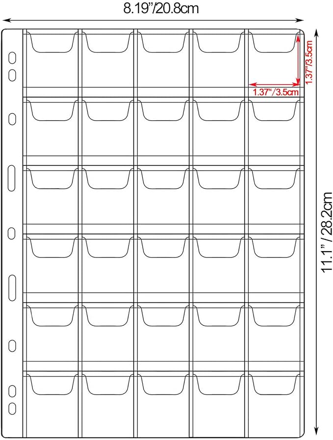 30-Pocket Coin Pages for Collectors, Standard 9-Hole Coin Collection Pages fit - Image 2