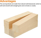 MECCANIXITY 4Pcs Basswood Carving Block, 1.6"x1.6"x8" Square Wooden Dowels - Image 3