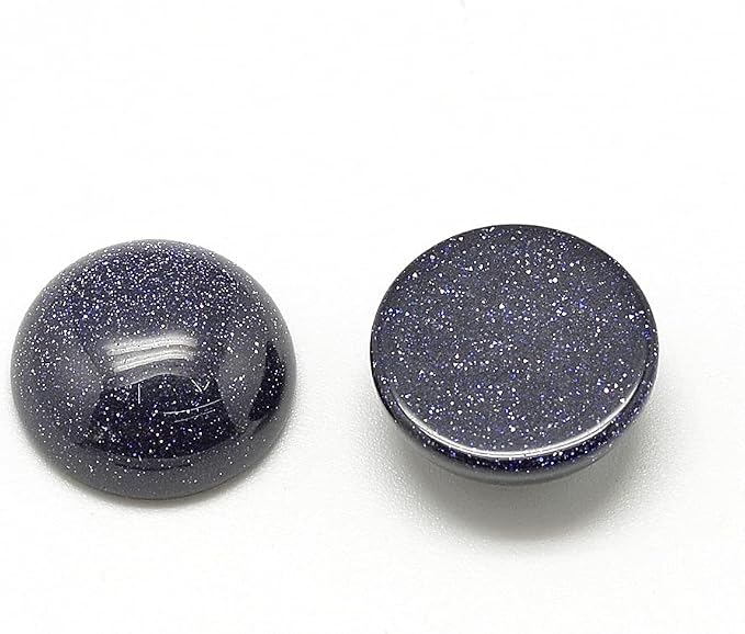 FASHEWELRY 50Pcs Natural Blue Goldstone Cabochons Flat Back Gemstone Cabochons - Image 2