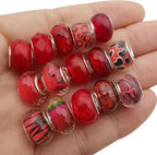 50pcs Assorted Red Resin Imitation Glass European Large Hole Beads Rhinestone - Image 5