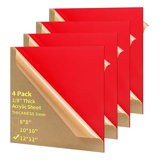 1/8 Thick 12 x 12 inch Acrylic Sheets by gdhwcxl