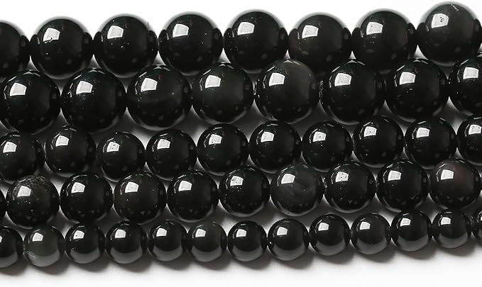 32PCS 12mm AAA Natural Black Obsidian Stone Beads Gemstone Round Loose Beads - Image 4