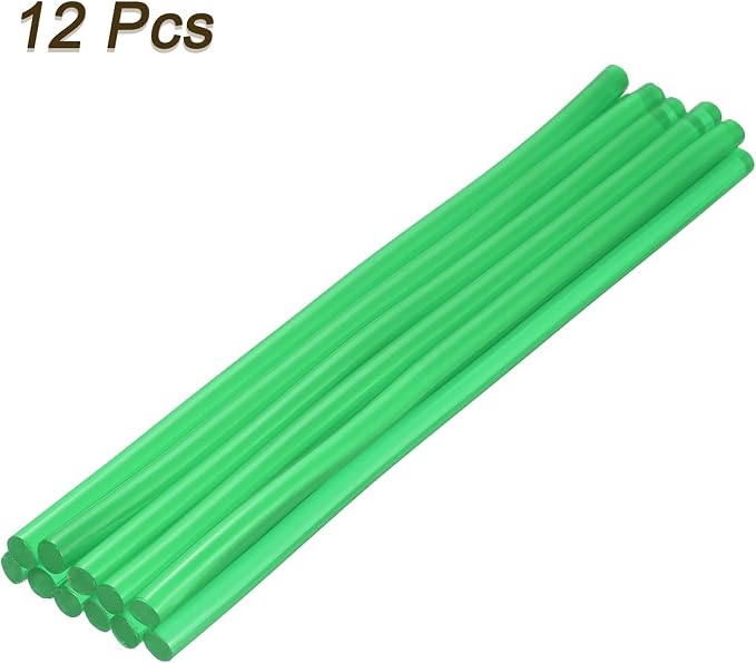 uxcell Mini Hot Glue Sticks for Glue Gun 7mm x 200mm Transparent Green 12pcs - Image 3