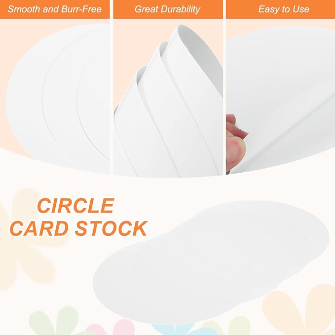 MECCANIXITY 24 Pcs Circle Card Stock, 7.9 Inch Round Cutouts Paper Thick - Image 3