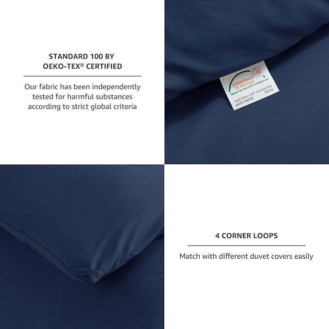 CozyLux Queen Comforter Set Navy Blue, 3 Pieces Solid Comforters Queen Size - Image 5